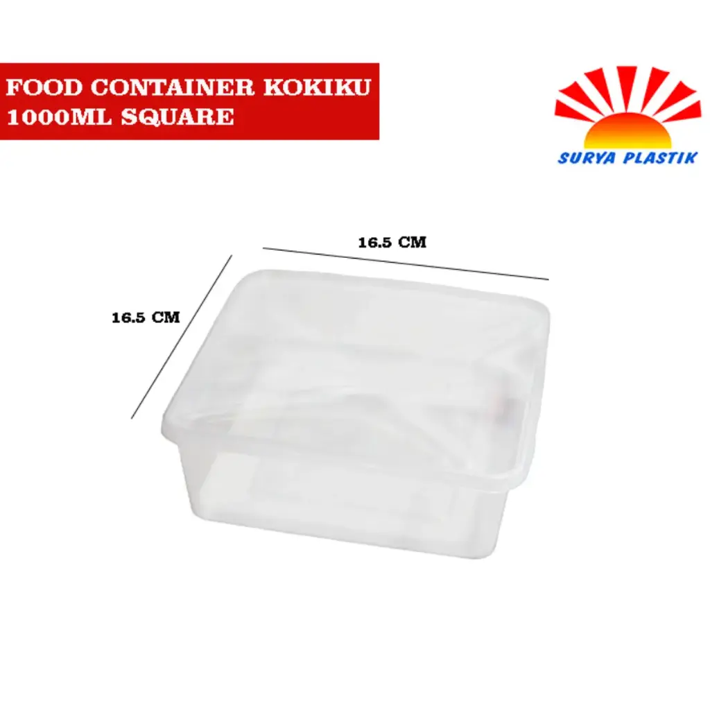 [NEW] FOOD CONTAINER KOKIKU 1000ML SQUARE@6PAK