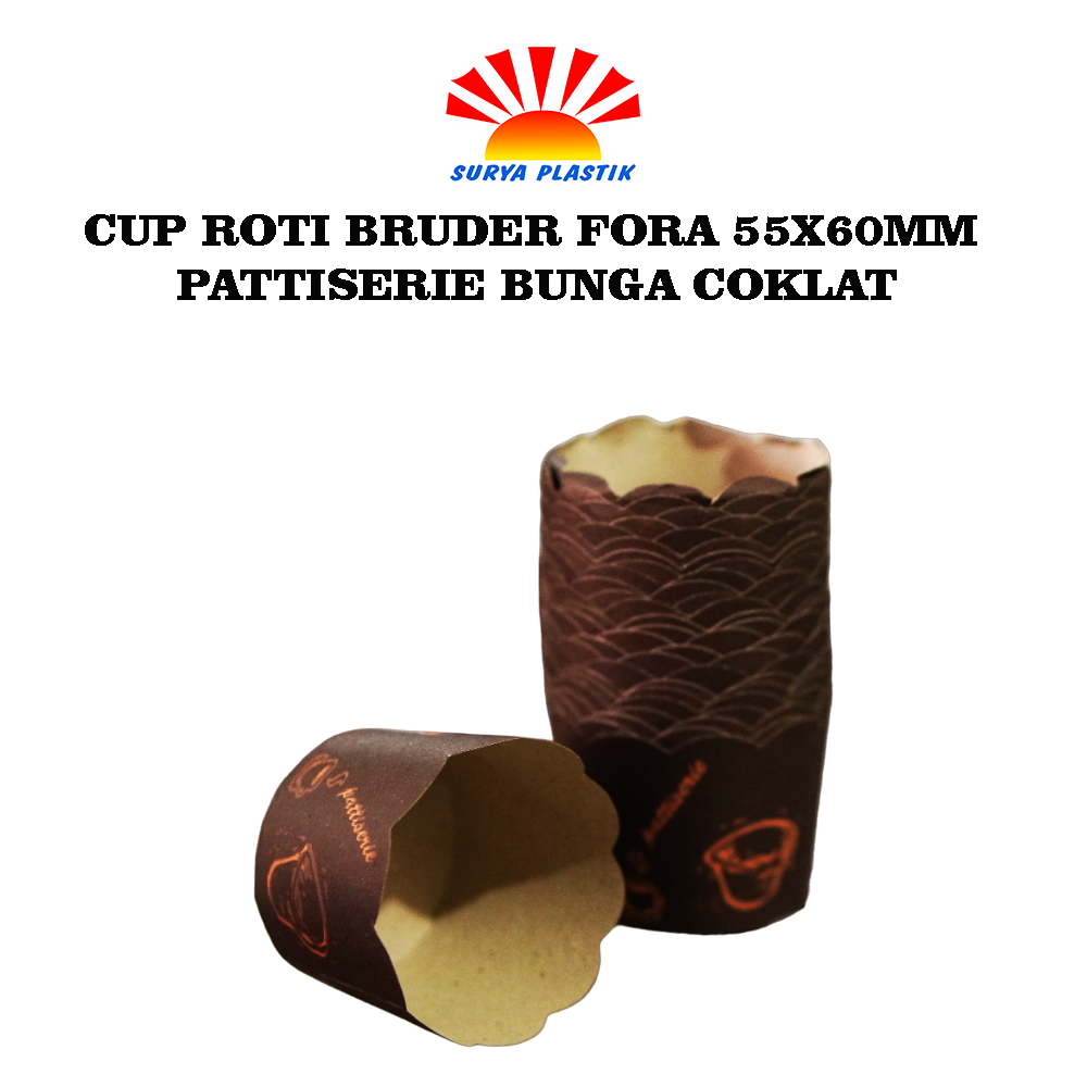 CUP ROTI BRUDER FORA 55X60MM PATTISERIE BUNGA COKLAT