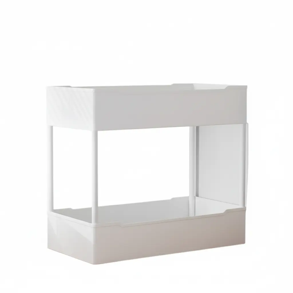 AONEZ WHITE SQUARE 2-TIER DESKTOP STORAGE RACK
