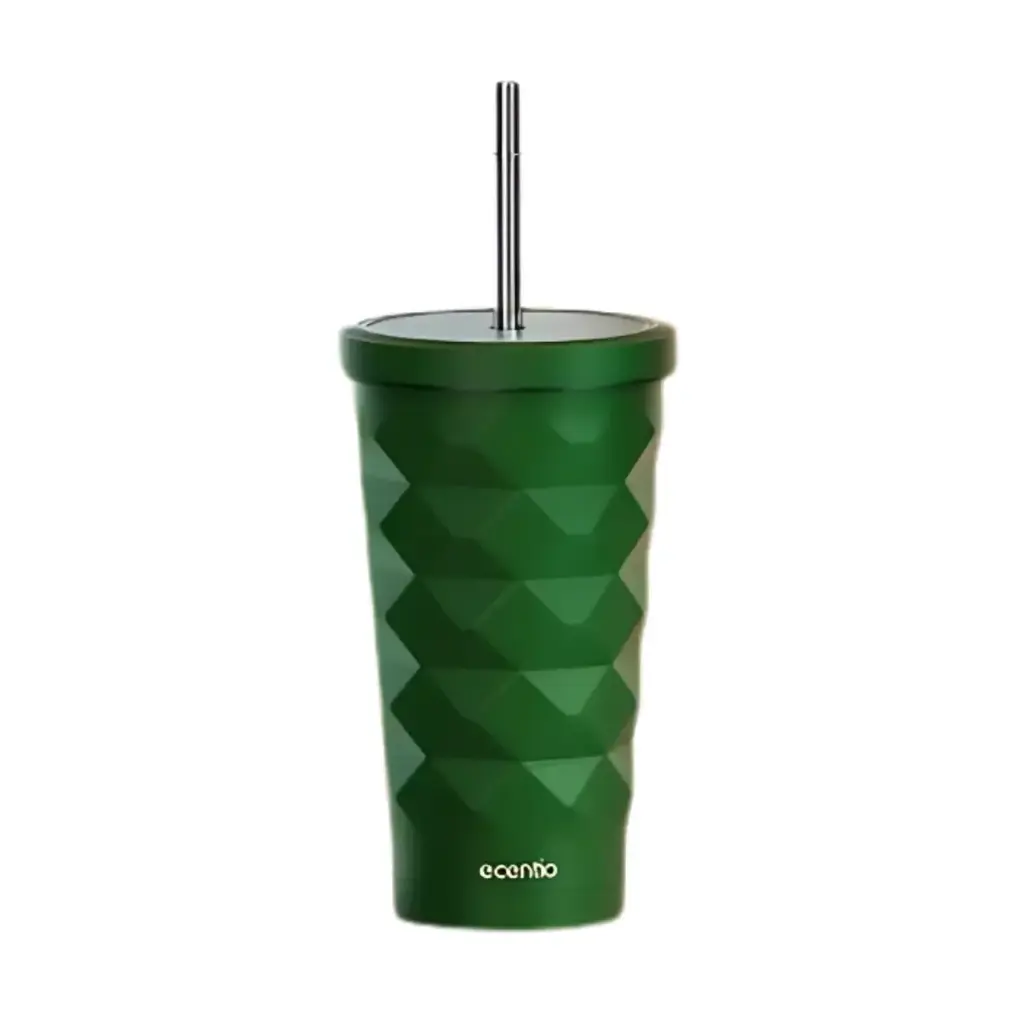 ECENTIO 500ML DIAMOND-SHAPED STAINLESS STEEL CUP (DARK GREEN)