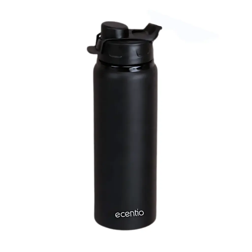 ECENTIO ALUMINUM WATER CUP COLD WATER BOTTLE BLACK