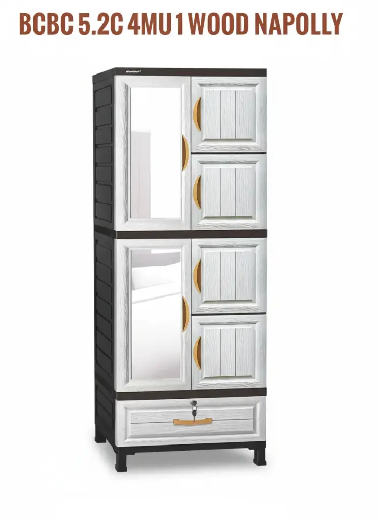 LEMARI 2 TOWER 6 PINTU + LACI BCBC 5.2C 4MU 1DK WOOD NAPOLLY