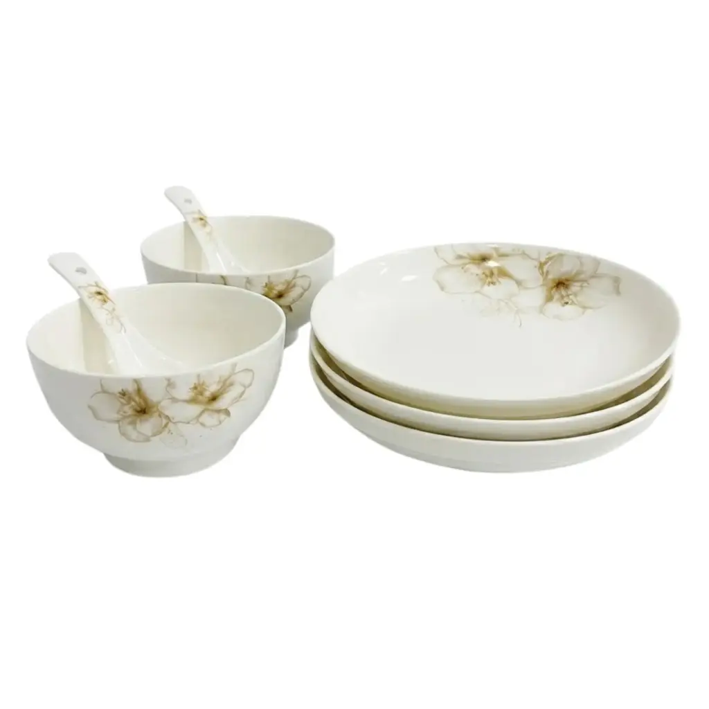 DL-H222 DAILY BUNGA GOLD SET 6PCS (BOWL+SPOON+PLATE@2PCS)