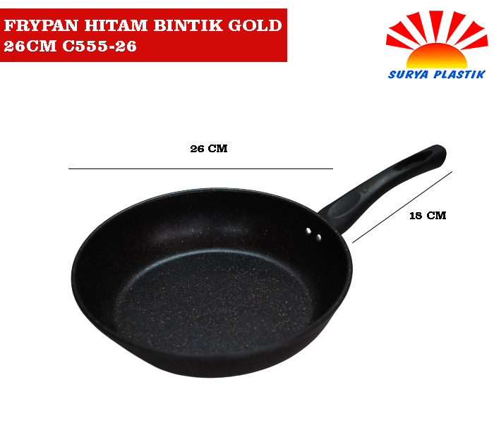 FRYPAN HITAM BINTIK GOLD 26CM C555-26@30PCS