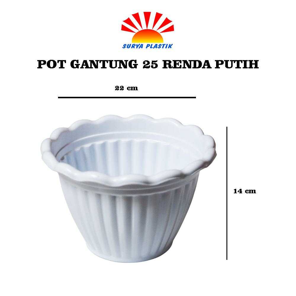 POT GANTUNG 25 RENDA PUTIH