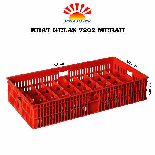 [1641] KRAT GELAS 7202 MERAH @10PCS