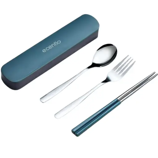 [9351] ECENTIO STAINLESS STEEL TABLEWARE SETS 3PCS ST3E_x0002_8701 DARK GREEN