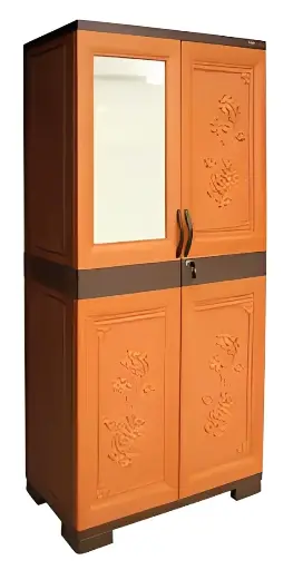 [2499] LEMARI WP CABINET STANDART BUNGA DOUBLE MIRROR 1872 BROWN