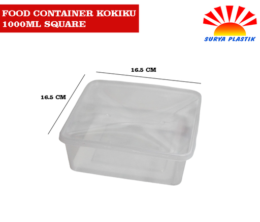 [2581] FOOD CONTAINER KOKIKU 1000ML SQUARE @6PAK