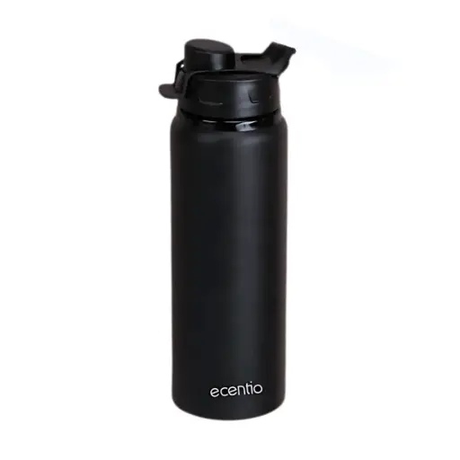 [9856] ECENTIO ALUMINUM WATER CUP COLD WATER BOTTLE BLACK