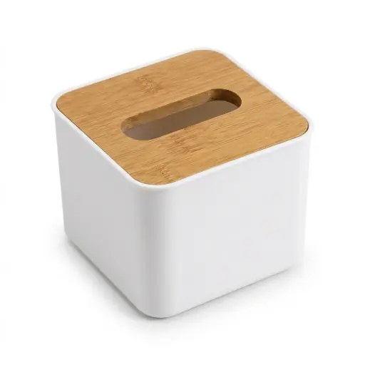 [KBR000013] KOTAK TISU PUTIH KAYU UK S