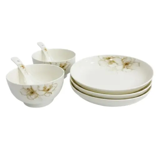 [DMA000004] DL-H222 DAILY BUNGA GOLD SET 6PCS (BOWL+SPOON+PLATE@2PCS)