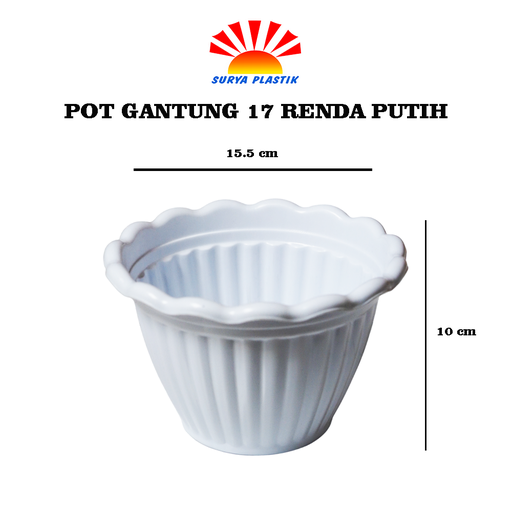 [4827] POT GANTUNG 17 RENDA PUTIH